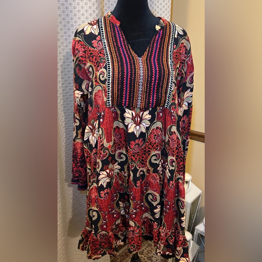 KOOL by CALAO Bohemian Floral Long Sleeve Dress